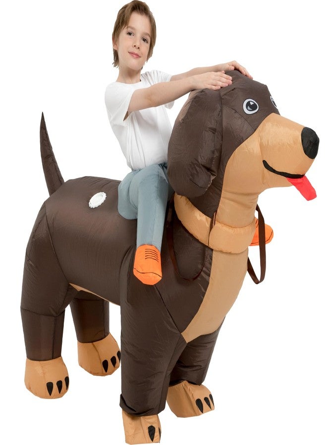One Casa Inflatable Dog Costumes for Kids,Blow Up Dachshund Suit,Ride On Halloween Costumes for Boys Girls (7-10YRS) - Image 4